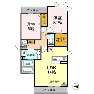 ヴィルヌーヴアン【2階】の間取り