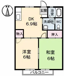 サンライフ木太 C棟【1階】の間取り