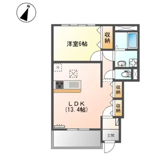 シャトーミニヨン【1階】の間取り