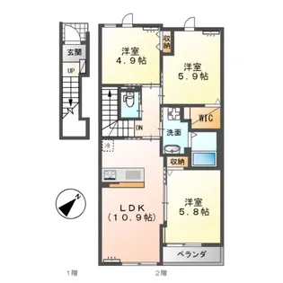 ウィスタリア【2階】の間取り