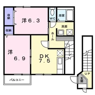 ユートピアヒラオ A【2階】の間取り