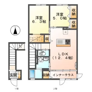 クレアⅡ【2階】の間取り