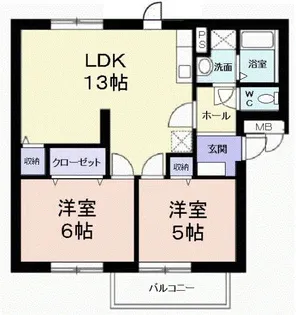 ニューエルディム横山B【1階】の間取り