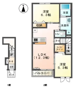 プティ・フルール【2階】の間取り