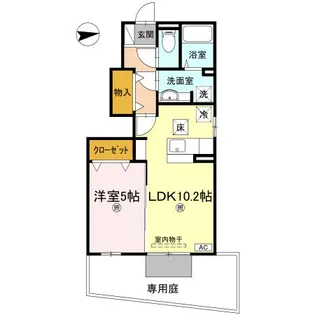 クオーレ・アロッジオ 勅使【101号室】の間取り