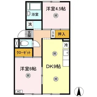 プレジール花尻 A棟【1階】の間取り