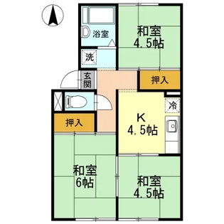 プレジール花尻 A棟【A103号室】の間取り