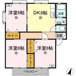 サンガーデン水川 B棟【2階】の間取り