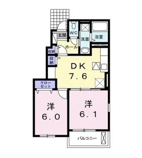 ポム・ダムールA【1階】の間取り