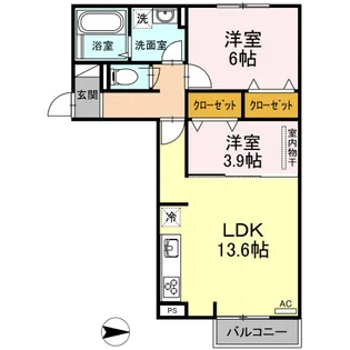 アリエッタ湯野【2階】の間取り
