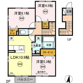 クレール C棟【102号室】の間取り