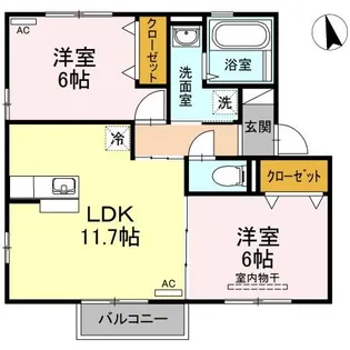プルミ・エール C棟 【202号室】の間取り