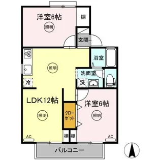 サンハイツM B棟【1階】の間取り