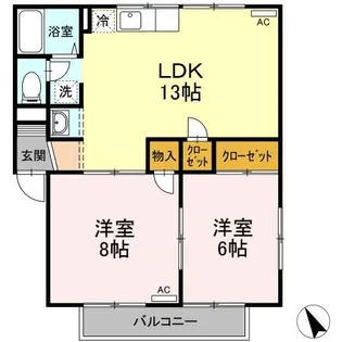 シャインポート屋島 A〜D棟 【D棟101号室】の間取り