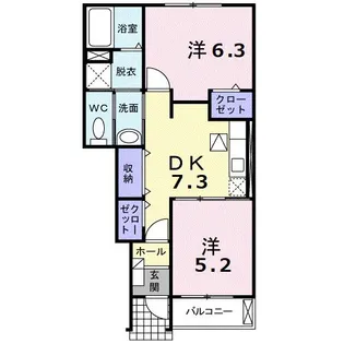 ラ・カーサ・ヴェントA【1階】の間取り