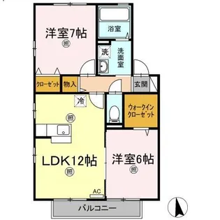 フォルテシモ木太 B棟【2階】の間取り