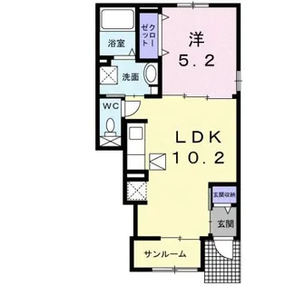 ウエスト・ヒルズ一宮【1階】の間取り