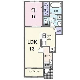 サザンクロスB【1階】の間取り