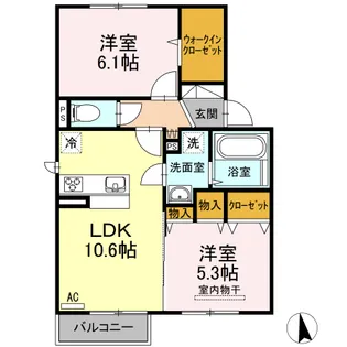 ラフィーネ松島 A棟【A203号室】の間取り