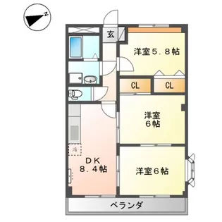 サンフォレスト曙【1階】の間取り