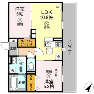 ラ フィオーレ【206号室】の間取り