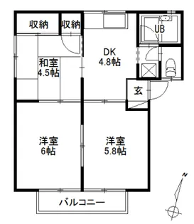 ピュアヒルクレスト【1階】の間取り