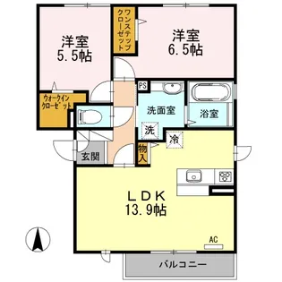 クレール B棟【302号室】の間取り