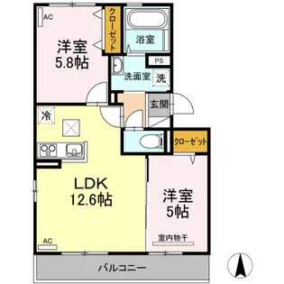 モンボヌール【102号室】の間取り