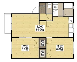 パーシモンタウンA【102号室】の間取り