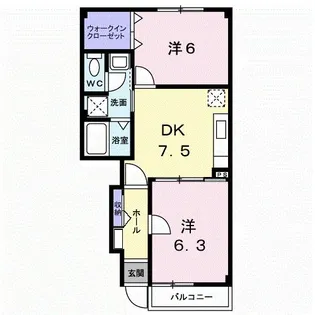 リバーウエスト B【1階】の間取り