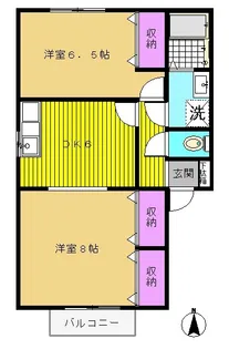 シャトラン駅家E【1階】の間取り