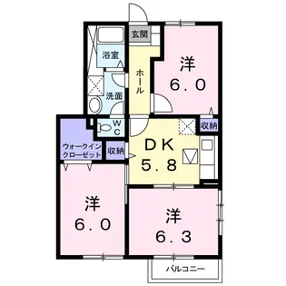 セントポーリアくすみ C【1階】の間取り