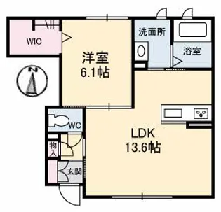 ウェランガ B棟【106号室】の間取り