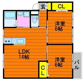 エルディムヘルシー Ⅱ【202号室】の間取り
