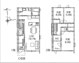 グランメゾンクレスト三吉Ⅰ【C号号室】の間取り