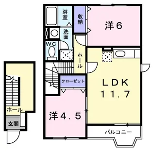 トゥジュール・ヴェール B【2階】の間取り