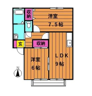 レイモンドサンヴィレッジB棟【202号室号室】の間取り