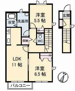 ノースヴェレッジ Ⅴ C棟【207号室】の間取り