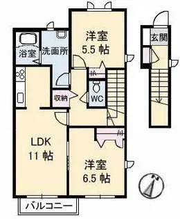 ノースヴェレッジ Ⅴ C棟【207号室】の間取り