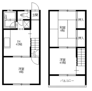 コーポ松岡AB【B-D号室】の間取り