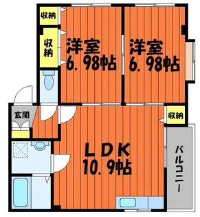 オアシス参番館【2階】の間取り