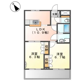オベルジーヌ【1階】の間取り