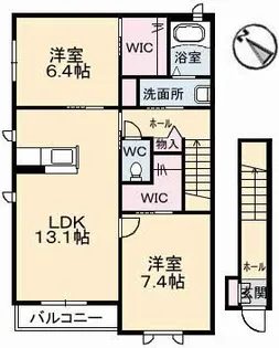 サンライズ小松【201号室】の間取り