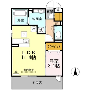 KRANE B棟【1階】の間取り