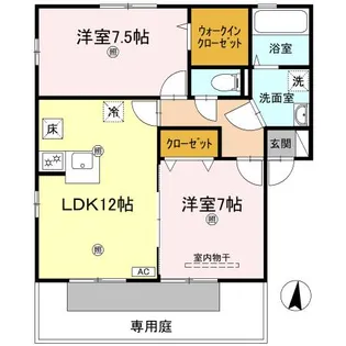 プロヴァンス土器東 B棟【B101号室】の間取り
