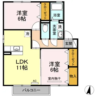 ソレイユ千田D【2階】の間取り