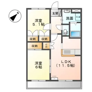 プロニティ オオフク壱番館【2階】の間取り