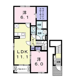 クリスタル・ローズ B【2階】の間取り