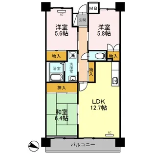 グリーンビュー西町【5階】の間取り
