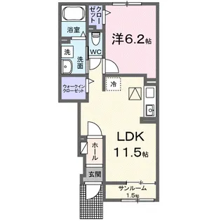 ル ボヌール三木Ⅶ【1階】の間取り